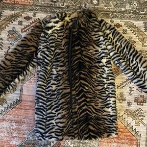 Topshop Faux Fur Tiger Print Coat